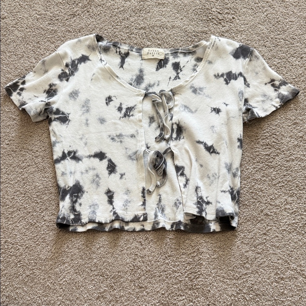 Urban Nation Tie-Dye Navy Blue Crop Top 100% Cotton Sz M
